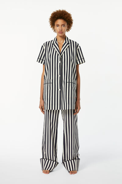Striped Pyjama Set In Midnight Blue Cream Victoria Beckham