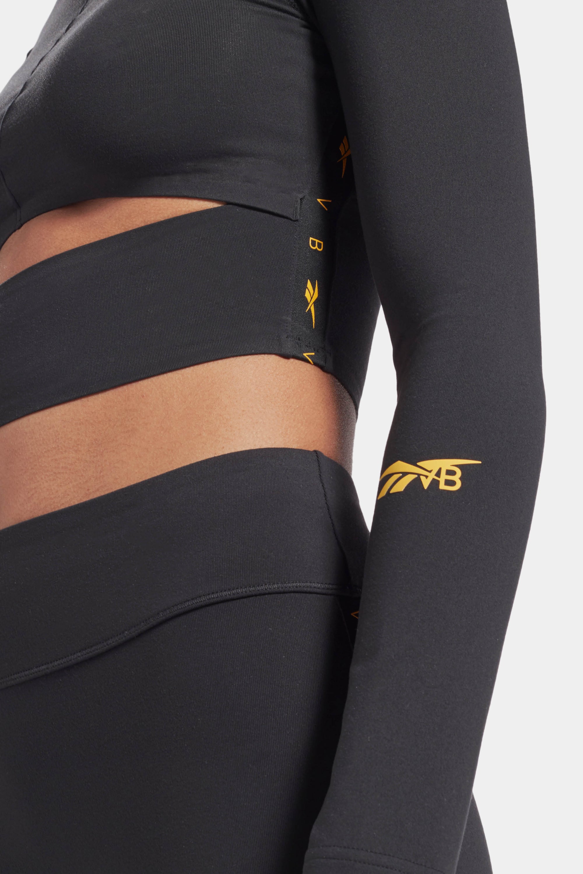 Reebok X Vb Logo Long Sleeve Crop In Black Victoria Beckham