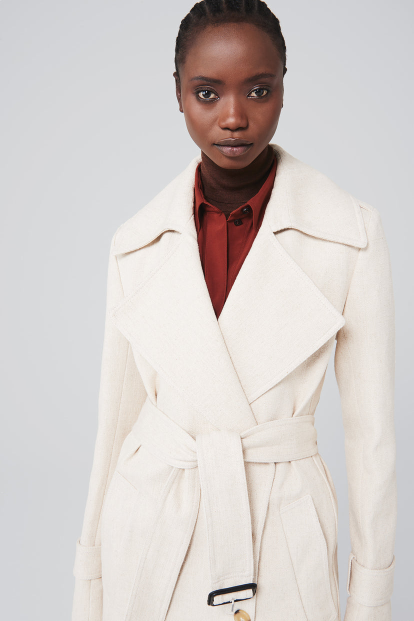 70s Trench Coat In Natural Victoria Beckham
