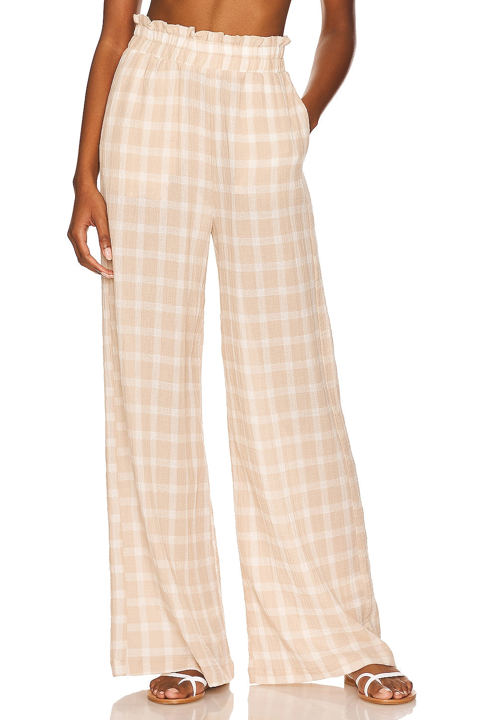 SHOW ME YOUR MUMU - PEGGY PANTS - WHITE LINEN - Pretty Boutique