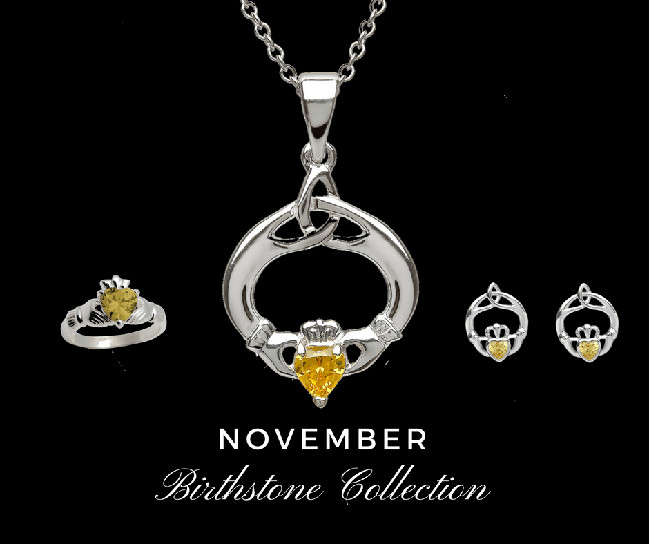 November Birthstone Claddagh Necklace - Aces Jewellers