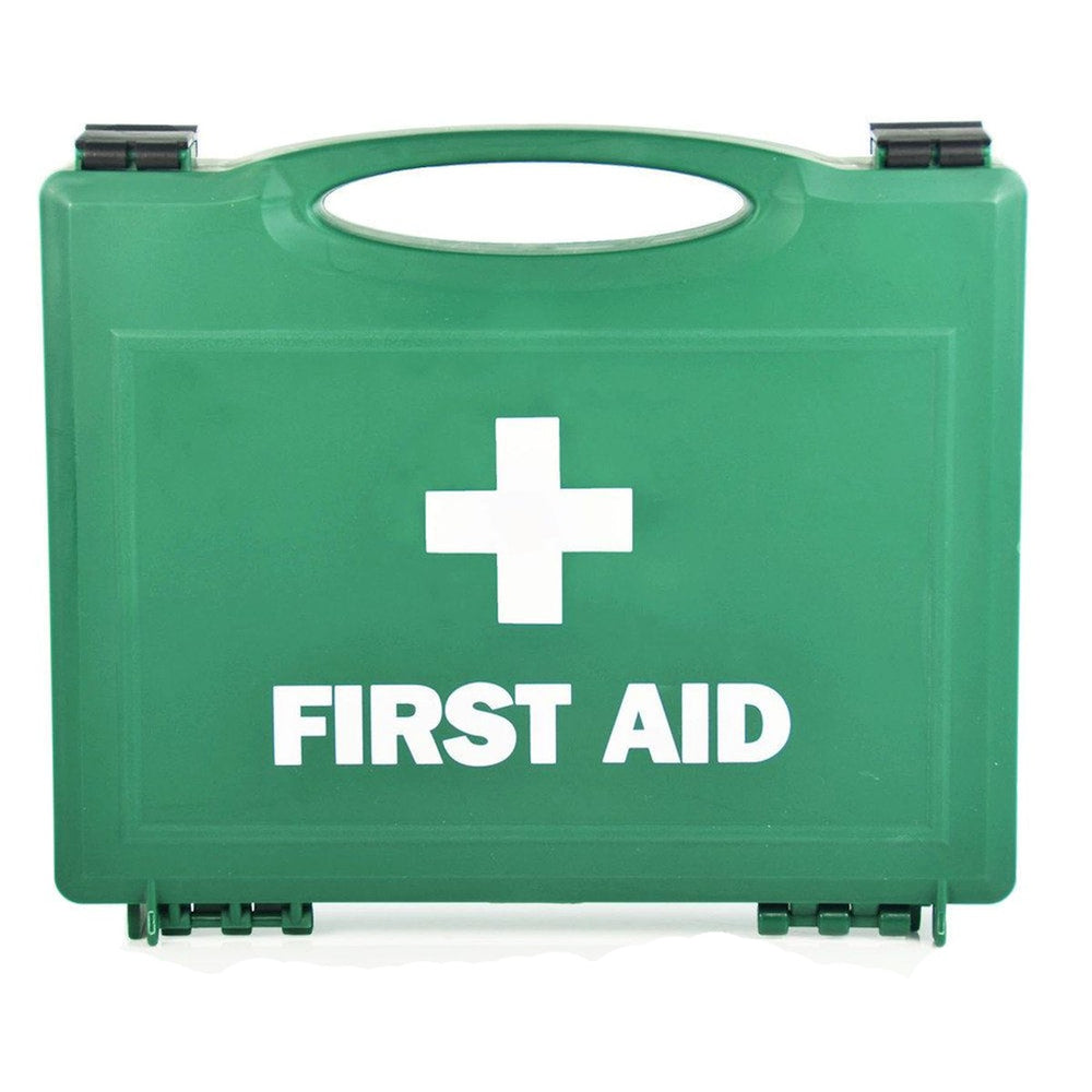 20-Person Workplace & Statutory HSE Compliant First Aid Kit in green casing. Ideal for low-medium risk areas: shops, small offices, warehouses. Covers burns, eyewash, biohazards. Street Solutions UK.