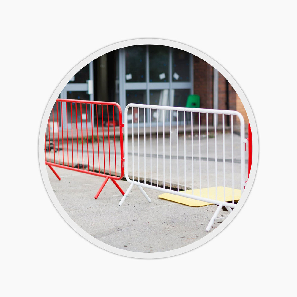 2.3-metre-red-metal-pedestrian-barrier-fixed-leg-temporary-crowd-control-galvanised-steel-fence-interlocking-portable-heavy-duty-event-safety-construction-public-spaces-festival-durable-queue-perimeter-security-outdoor-indoor-weather-resistant