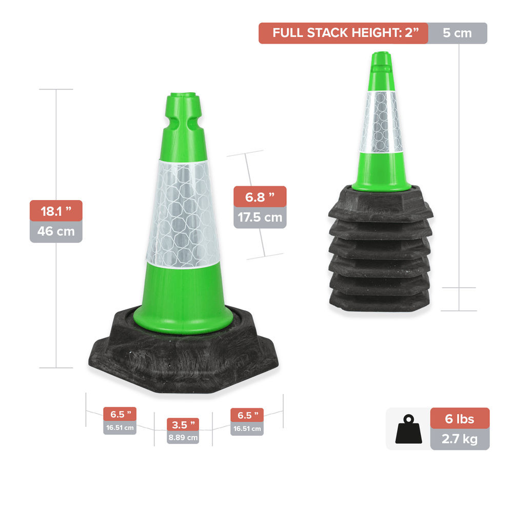 Green 460mm 2-Piece Premium Traffic Cone Melba Swintex