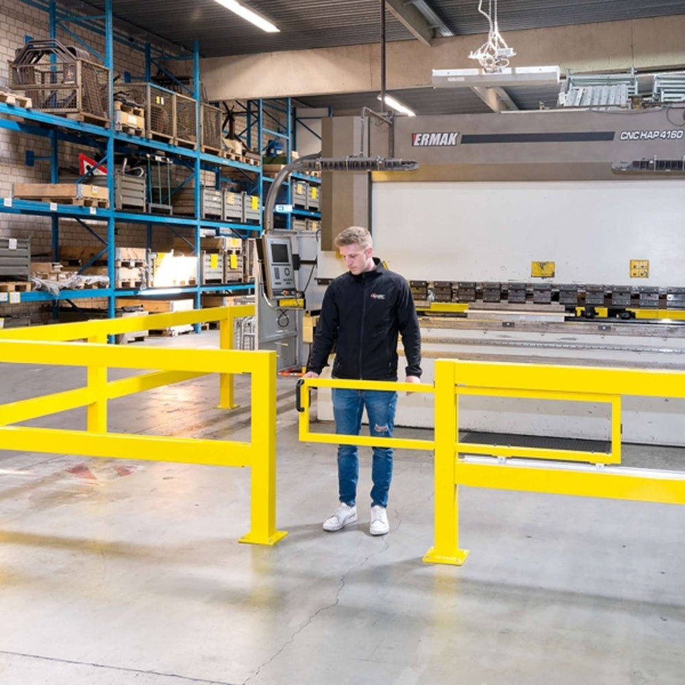 BLACK-BULL-impact-railing-gate-for-MD-HD-railings-safety-protective-durable-high-visibility-yellow-industrial-sliding-barrier-medium-heavy-duty-steel-warehouse-factory-depots-workplace-caution-impact-protector-guard