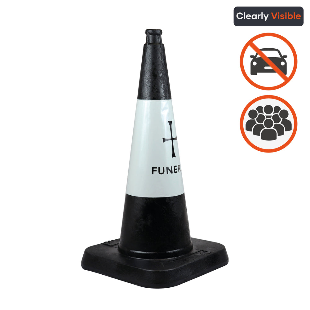 750mm road traffic cone funeral black 75cm safety