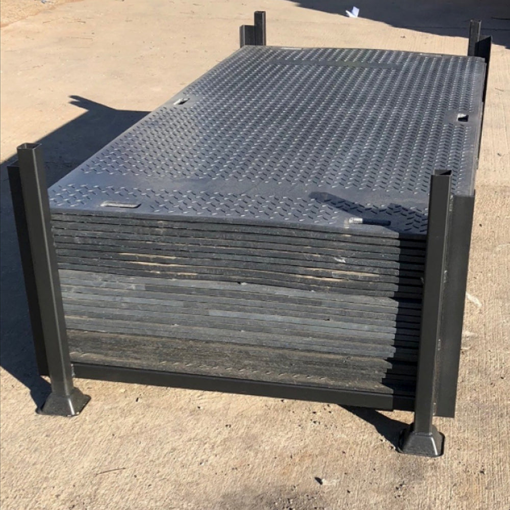 Ground-Protection-Mat-Stillage-Storage-Transportation-Heavy-Duty-Steel-Stackable-Forklift-Compatible-Industrial-Durable-Portable-black