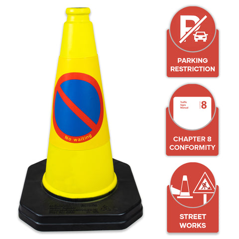 Yellow PVC no-waiting road traffic cones safety construction high visibility portable temporary safety schools parking event management roadwork precautions universities college retail