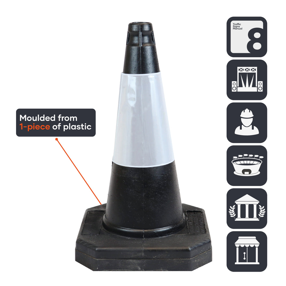 500mm road traffic cone street black 50cm safety