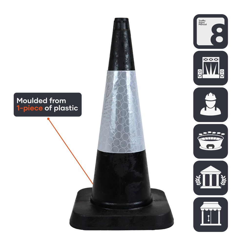 750mm road traffic cone street black 75cm safety