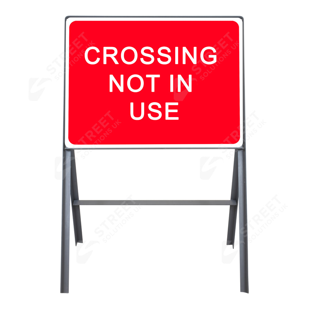 Metal road sign frame 600 x 450mm size Rectangular shape Heavy-duty construction Durable material Road sign accessory Chapter 8 compliant Highway and byway use Traffic sign mounting Weather-resistant design