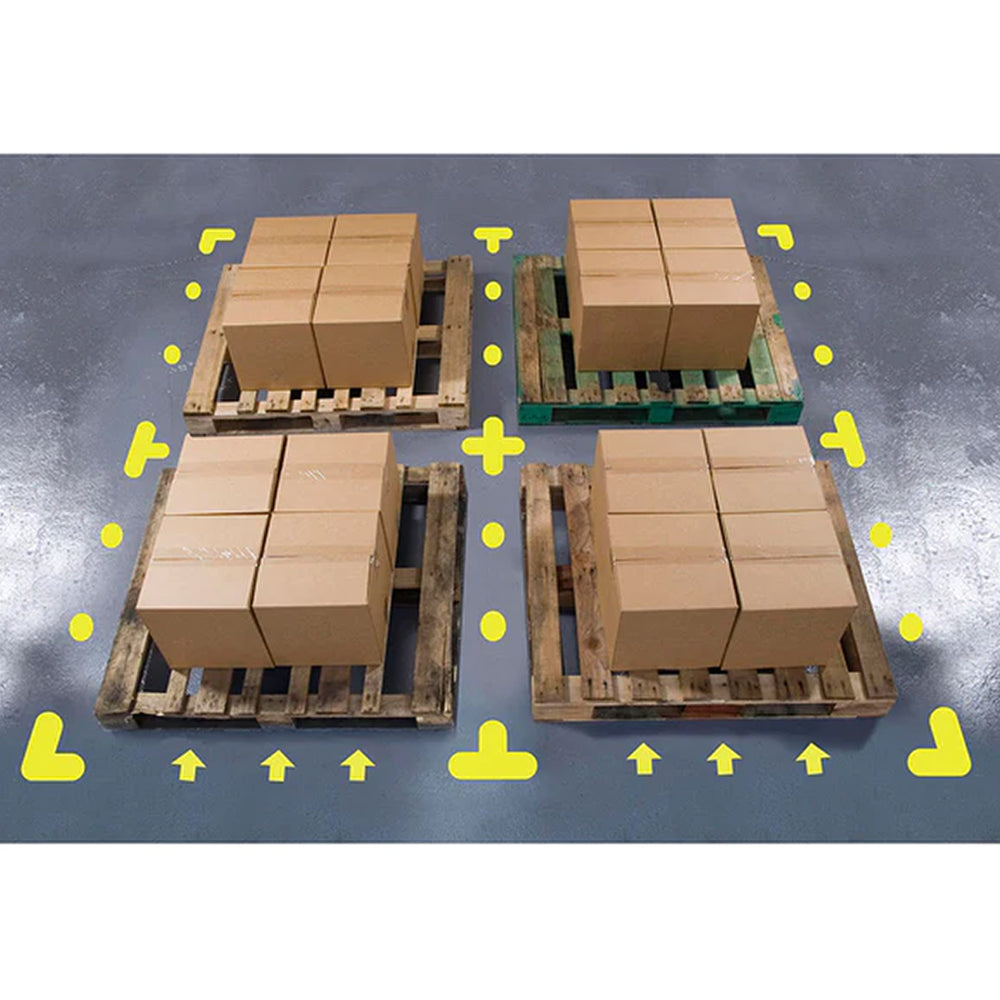 PROline-Floor-Markers-Floor-Marking-X-L-T-Circle-and-Arrow-Markers-Industrial-and-Warehouse-Safety-300mm-x-300mm-200mm-x-200mm-300mm-x-200mm-and-90mm-Markers-Pack-of-10-yellow