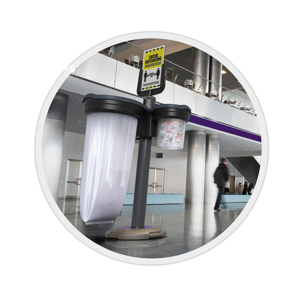Skipper-TM-Q-retractable-barrier-queue-management-safety-barriers-airport-events-belt-tape-indoor-outdoor-post-base-purple-customisable-hospital-crowd-control-warehouse-banks-hotels-resteraunts-retraction-recycled-recyclable-a4-sign-holder-caution-warning-informative