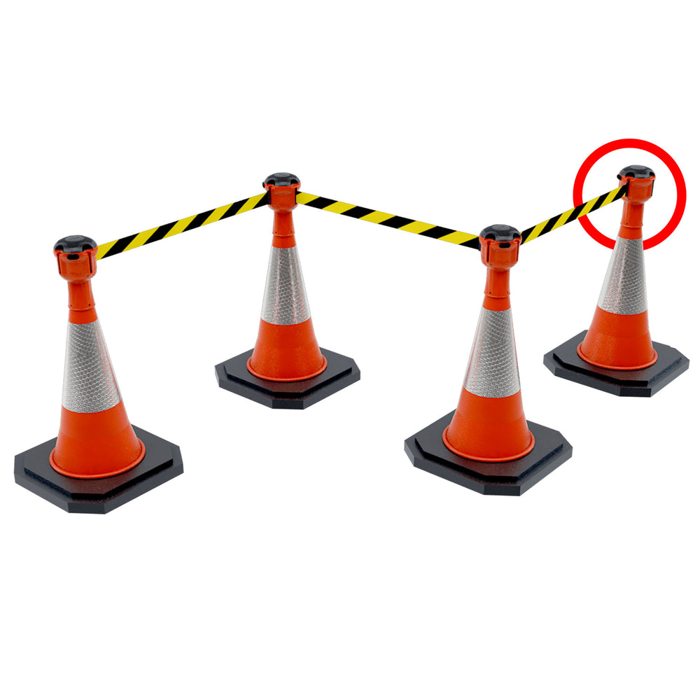 Skipper TM barrier dummy unit reciever retractable safety cone traffic queue indoor outdoor crowd control belt barricade warehouse events high visibility security