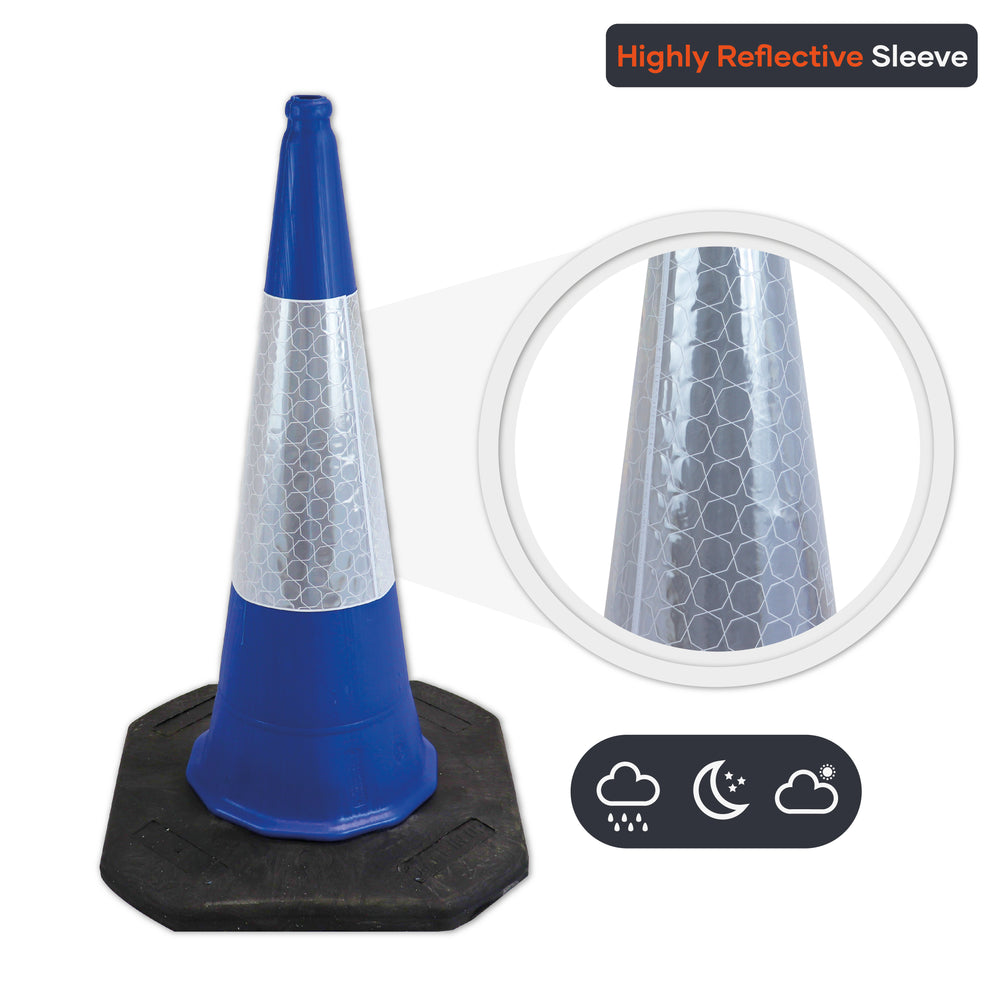 blue 1000mm 1m 1 metre road street traffic safety cone highway uk 2 piece starlite mastercone