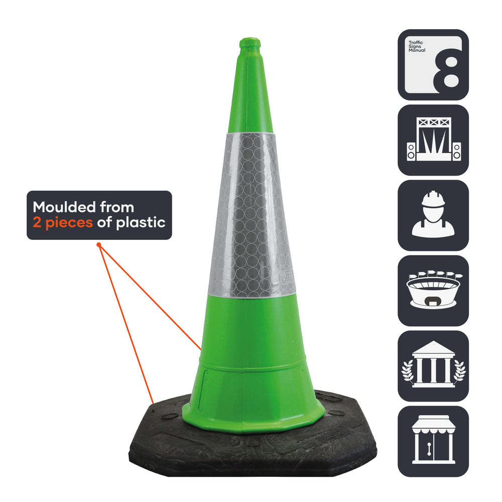 green 1000mm 1m 1 metre road street traffic safety cone highway uk 2 piece starlite mastercone