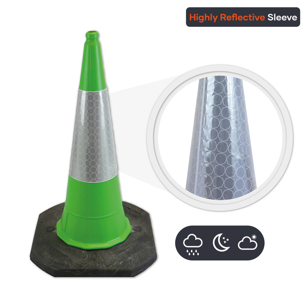 green 750mm 75cm road street traffic safety cone highway use uk 2 piece starlite