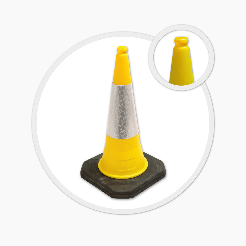 yellow 750mm 75cm road street traffic safety cone highway use uk 2 piece starlite