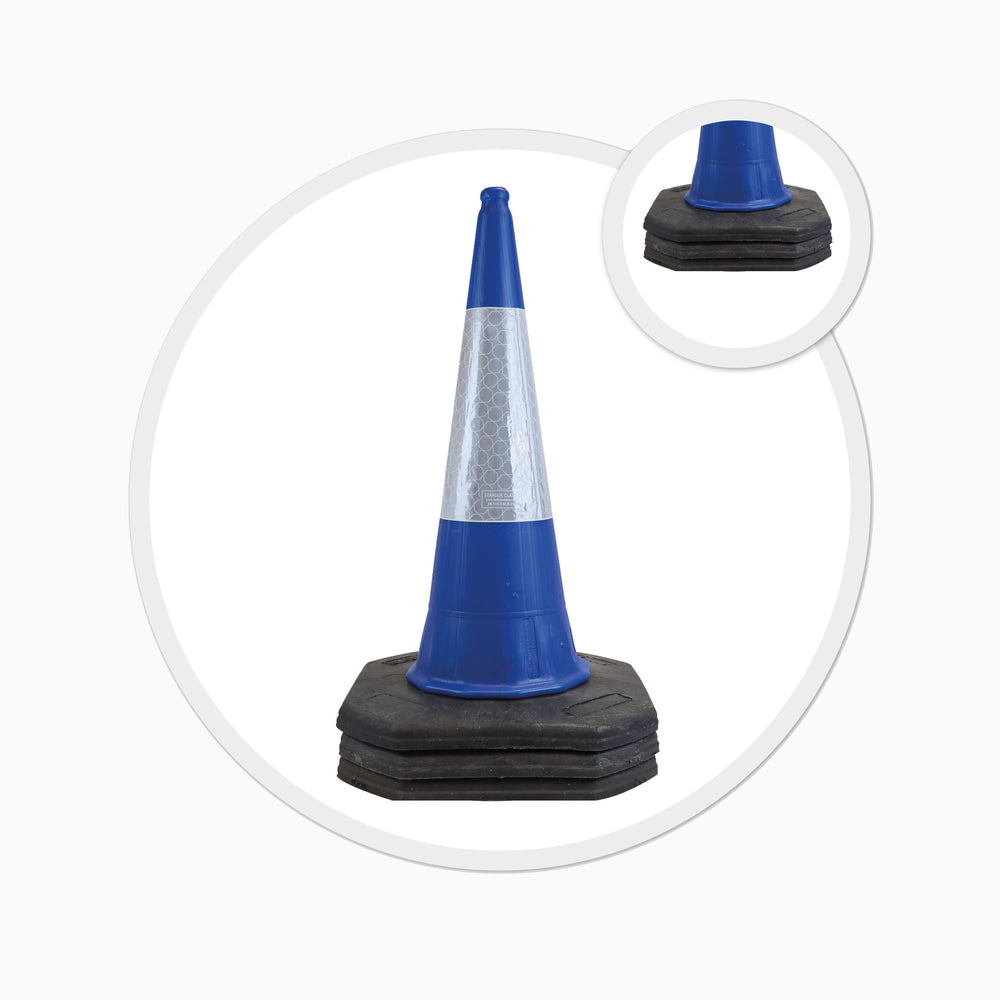 blue 1000mm 1m 1 metre road street traffic safety cone highway uk 2 piece starlite mastercone