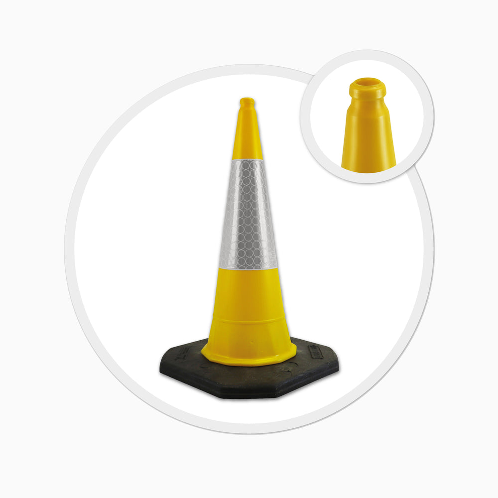 yellow 1000mm 1m 1 metre road street traffic safety cone highway uk 2 piece starlite mastercone 