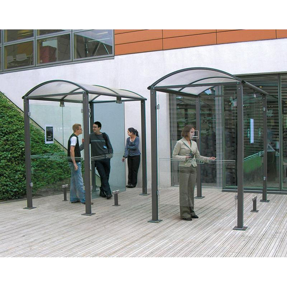 Voute-Classic-Smoking-shelter-Vaping-shelter-Outdoor-smoking-area-Covered-smoking-area-Solutions-Design-Furnishings-Equipment-Commercial-Accessories-Comfort-Amenities-Maintenance-Safety-white-outdoor-double-outside