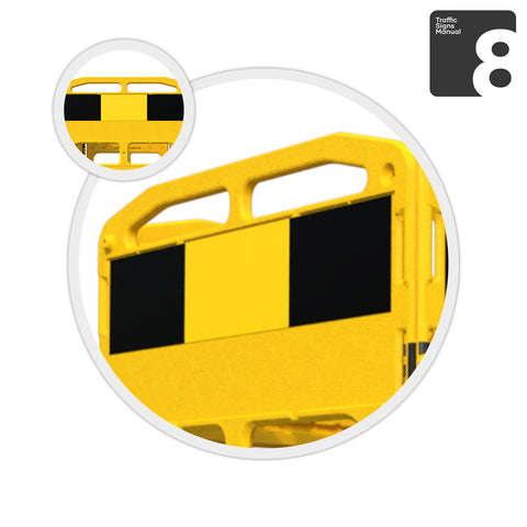 Yellow-buzz-handigard-utility-barrier,-safety-and-construction-work-zone-barrier-caution-tape-and-protective-traffic-hazard-management-man-hole-roadworks-event-pedestrian-individual-panel-hazard-reflective-black-hinge-danger