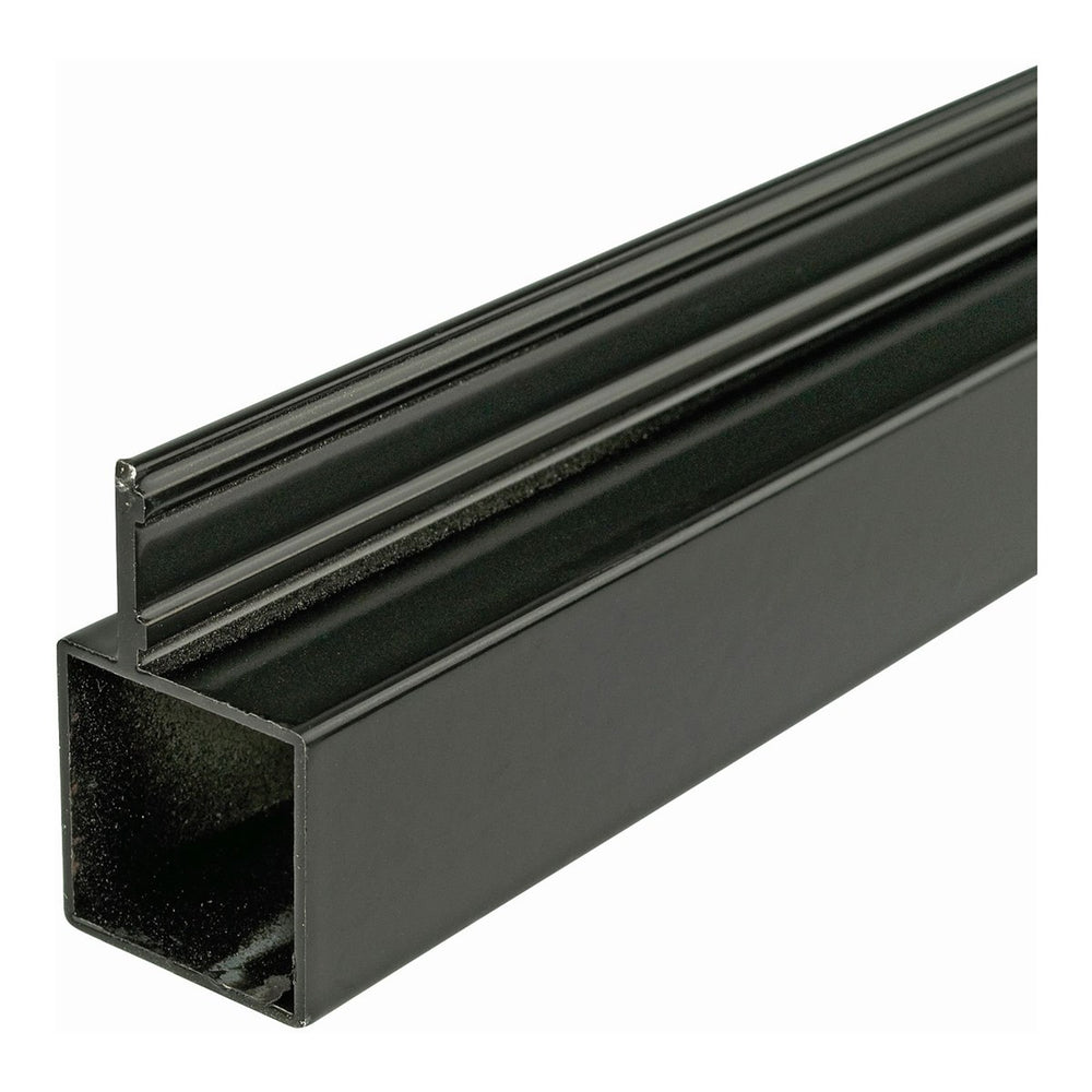 This 2-meter length of black anodized aluminium tube features a single fin on one face, perfect for supporting 15mm board or 6mm glass. Compatible with our 25mm square tube system fittings and accessories, this tube is ideal for horizontal frames, providing a secure base for shelves without the need for clips.