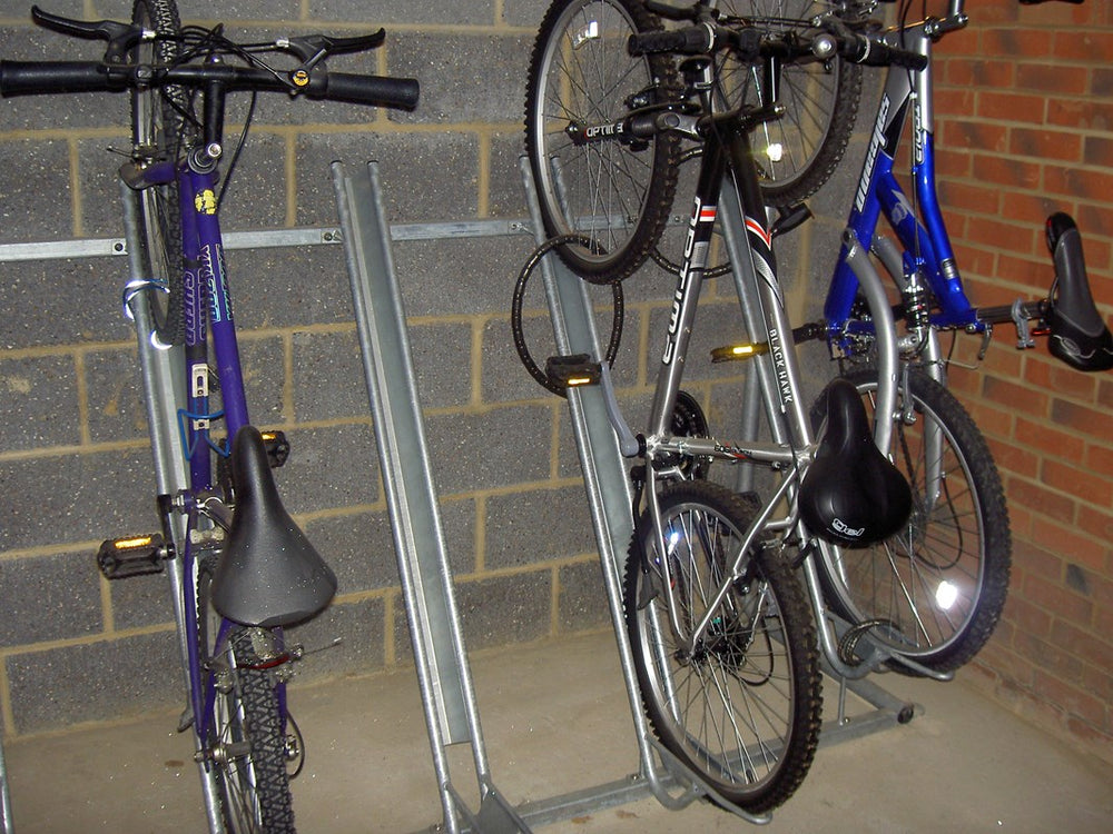 Semi-vertical cycle rack: Space-saving bike rack Wall-mounted storage Secure parking Powder-coated Cycle for small spaces Vertical stand.