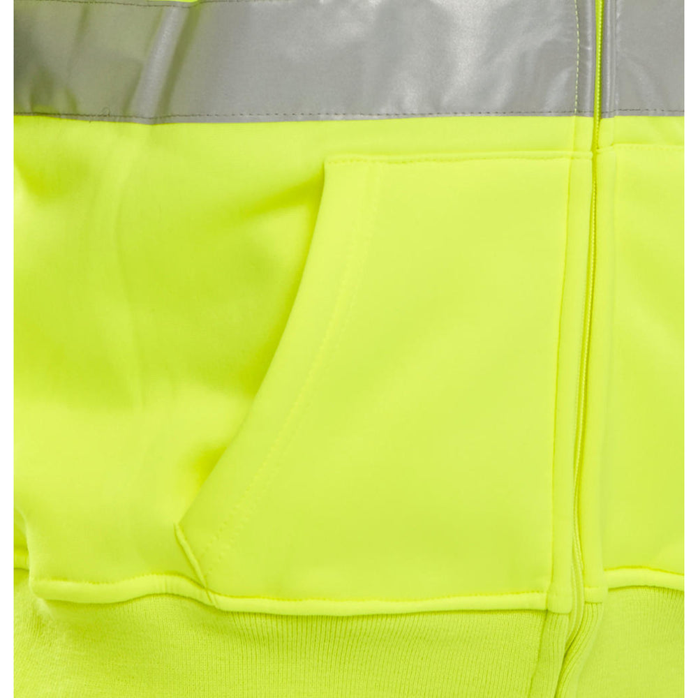 Full length front zip on Essential Hi-vis Zipped Hoodie Saturn Yellow