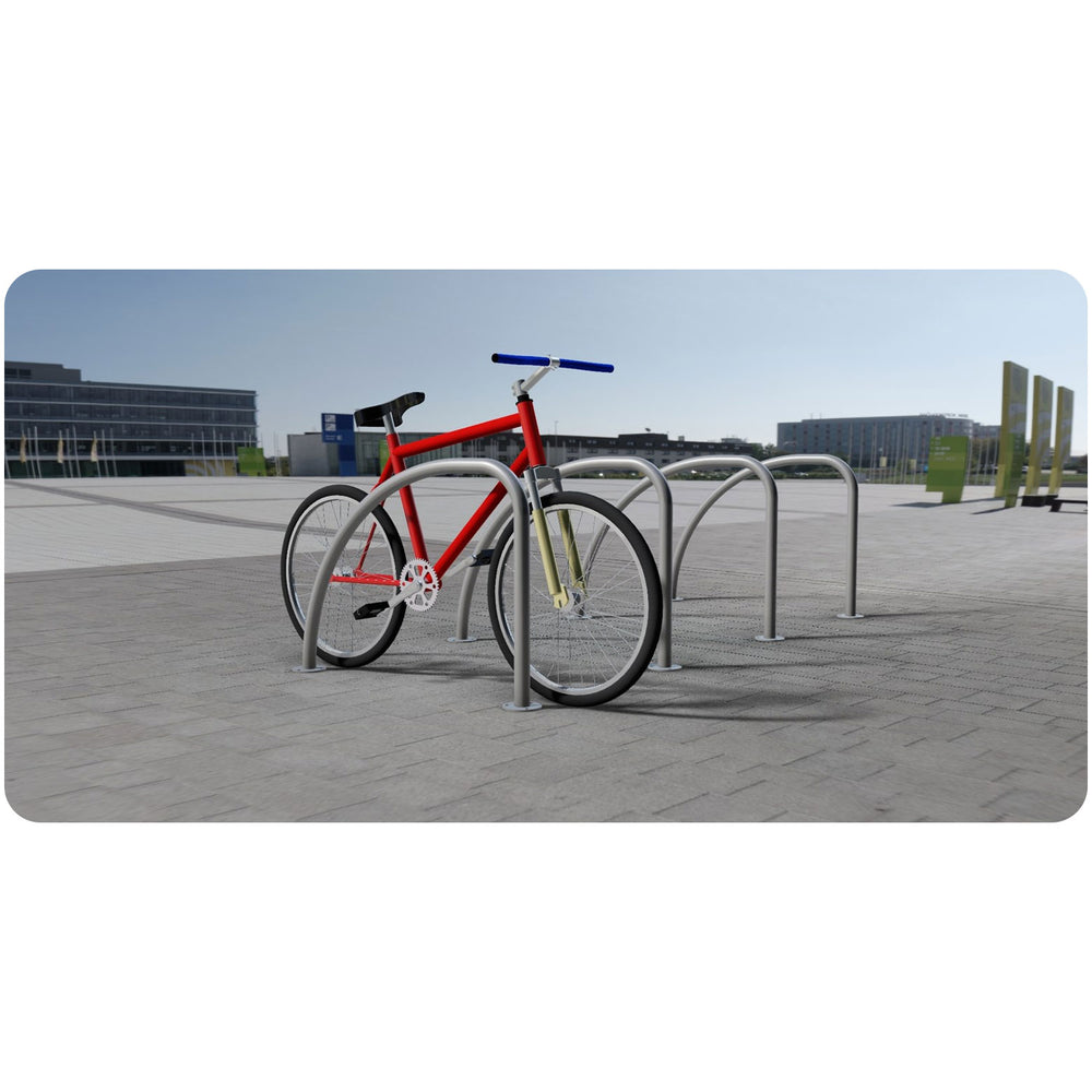 fin-hoop-bike-stand-cycle-bicycle-storage-parking-rack-galvanised-stainless-steel-powder-coated-custom-RAL-durable-industrial-outdoor-sturdy-schools-highschool-college-university-public-spaces