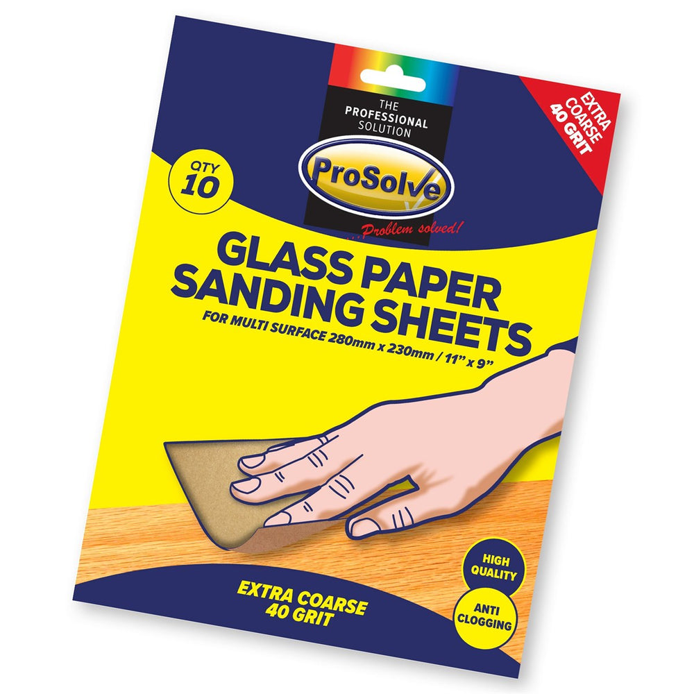 Premium quality glass sanding paper, suitable for home and industrial use. Resists clogging, ideal for wood and plastics in various grits. Developed with Quartz, C-weight backing for easy handling. Dry lubricant prolongs paper life.