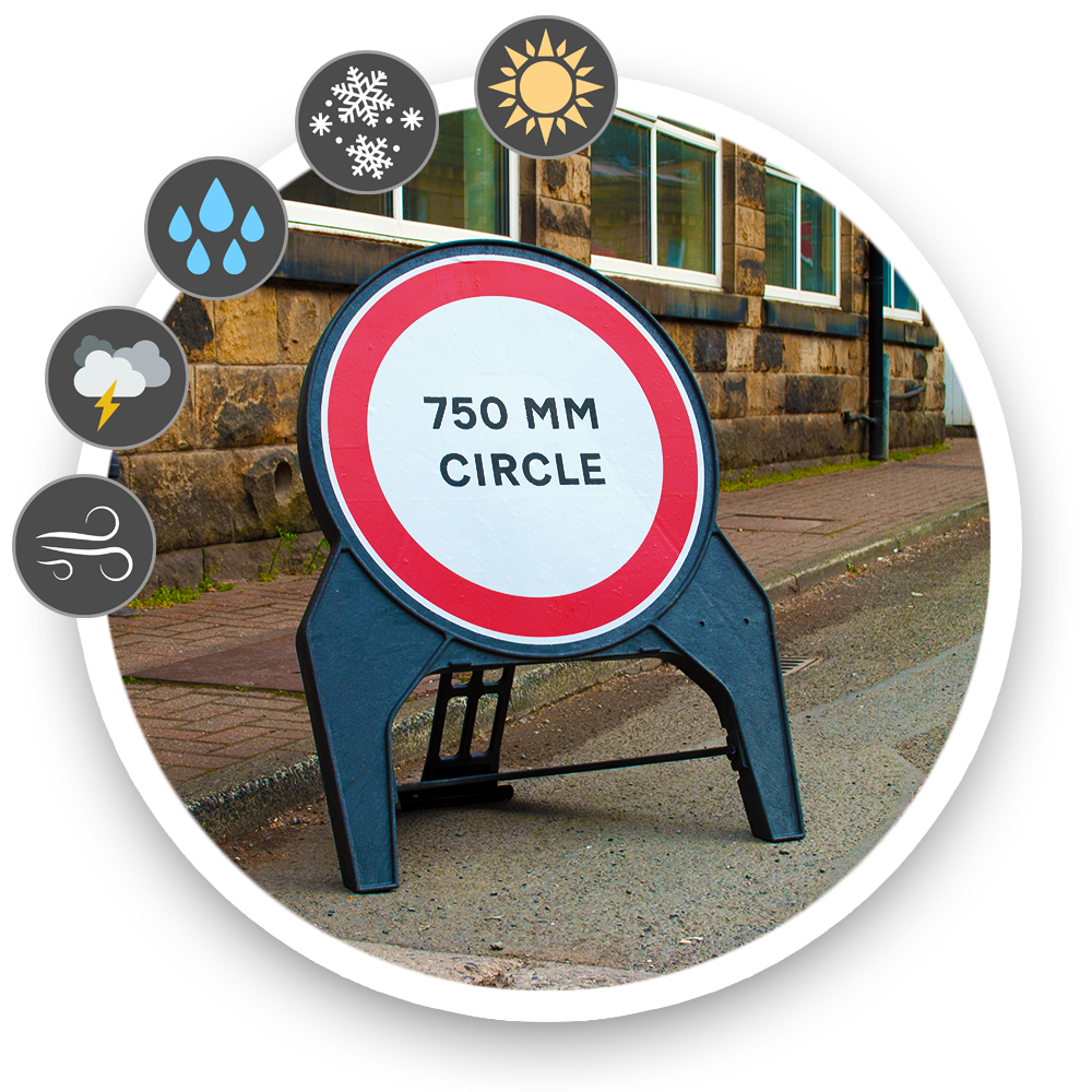 Custom 750mm Circle Road Sign melba swintex q sign 750mm circle road safety traffic street plastic a frame chapter 8 works