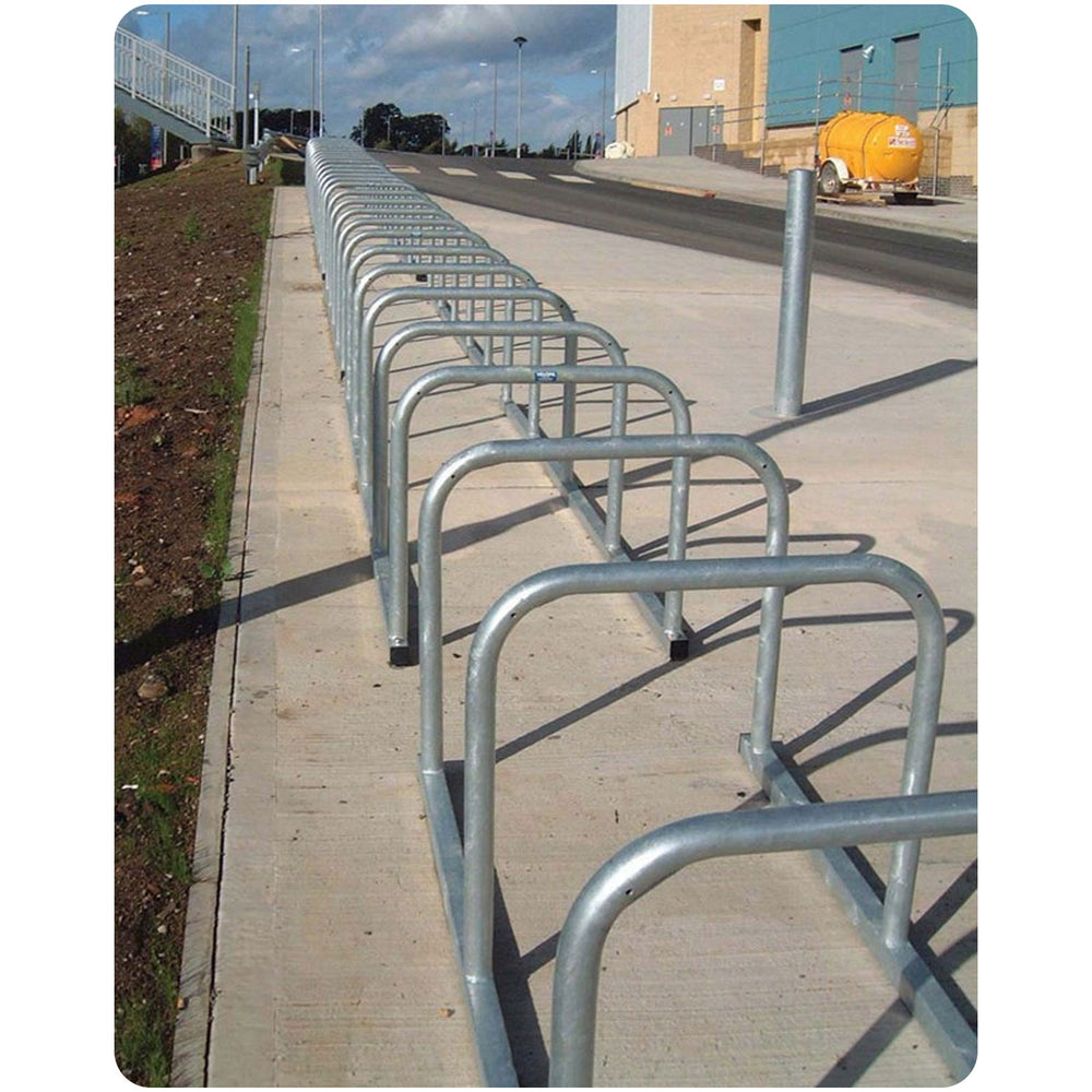 sheffield-toastrack-bike-stand-cycle-bicycle-storage-parking-visually-parking-impaired-rack-galvanised-stainless-steel-powder-coated-custom-RAL-durable-industrial-outdoor-sturdy-schools-highschool-college-university-public-spaces