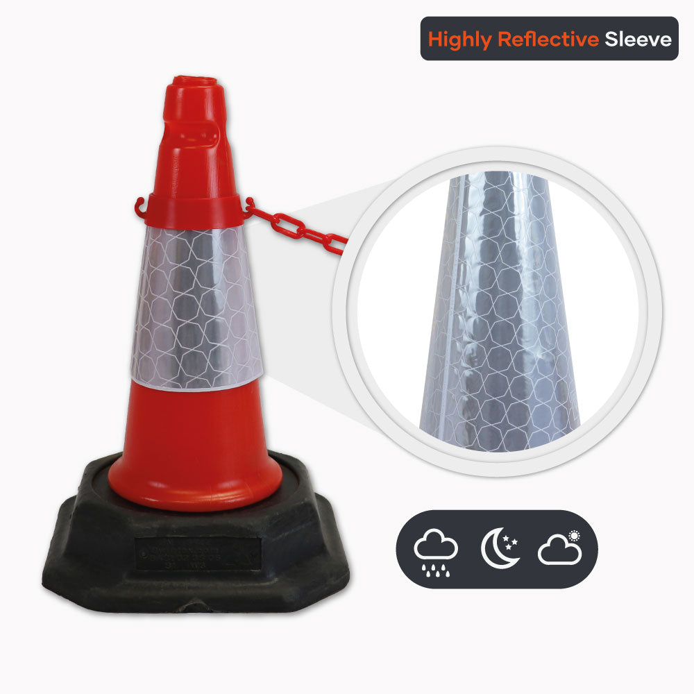 small traffic cone and chain kit 500mm red barrier yellow no waiting