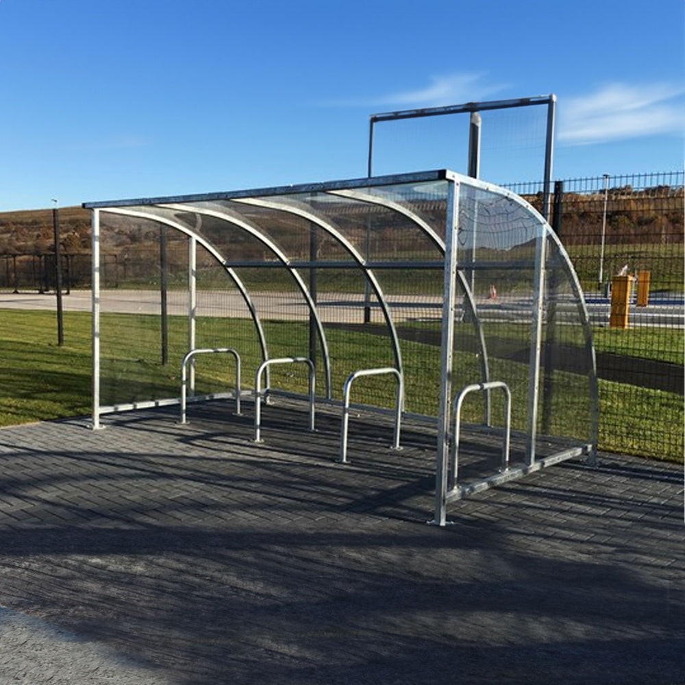 stratford-bike-shelter-clear-roof-outdoor-bicycle-cycle-secure-steel-commercial-weatherproof-durable-enclosure-schools-university-college-flanged-base-plates-bolt-down-galvanised