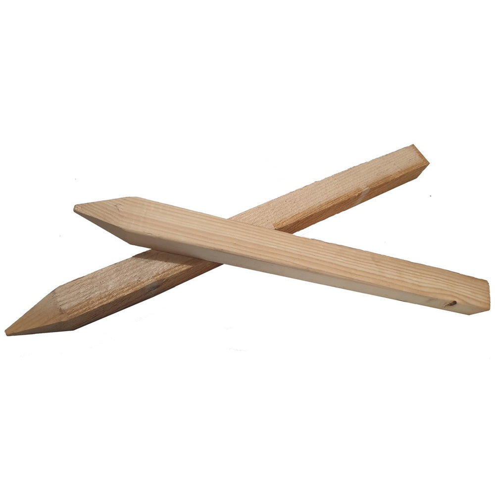 Upgrade your outdoor toolkit with our FSC certified Wooden Marking Out Stakes, crafted from top-quality softwood for durability. Perfect for general survey projects, construction sites, and gardening, these brown stakes offer versatility and reliability. Spike-shaped for easy driving into hard ground, they're ideal for temporary marking in construction areas.