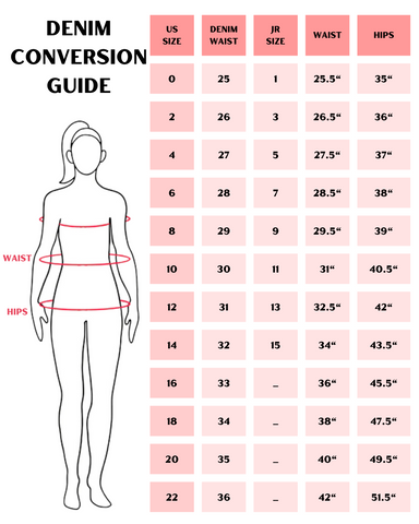 denim sizing conversions