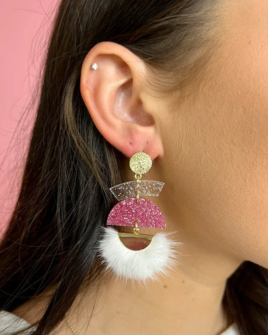 fuzzy pink earrings