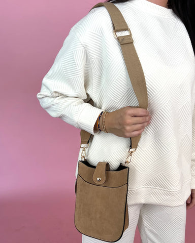 brown suede crossbody bag