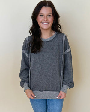 Take Time Black Washed Sweatshirt - Frou Frou Frocks Boutique
