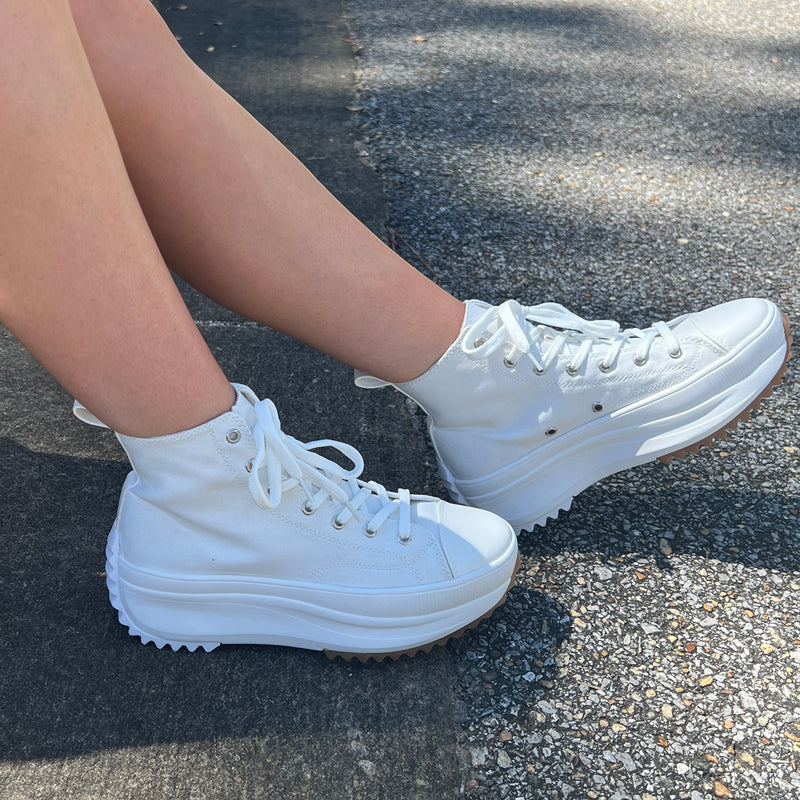 Shannon White Platform High Top Lace Up Sneaker-Shop-Womens-Boutique-Clothing