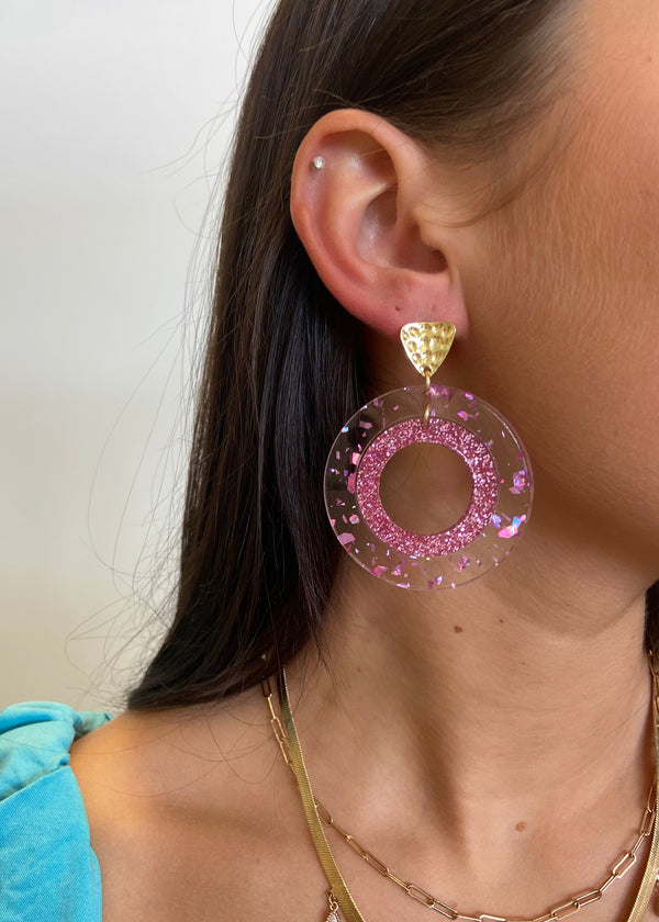 Make it Big Pink Flake Earrings-Regular-Shop-Womens-Boutique-Clothing