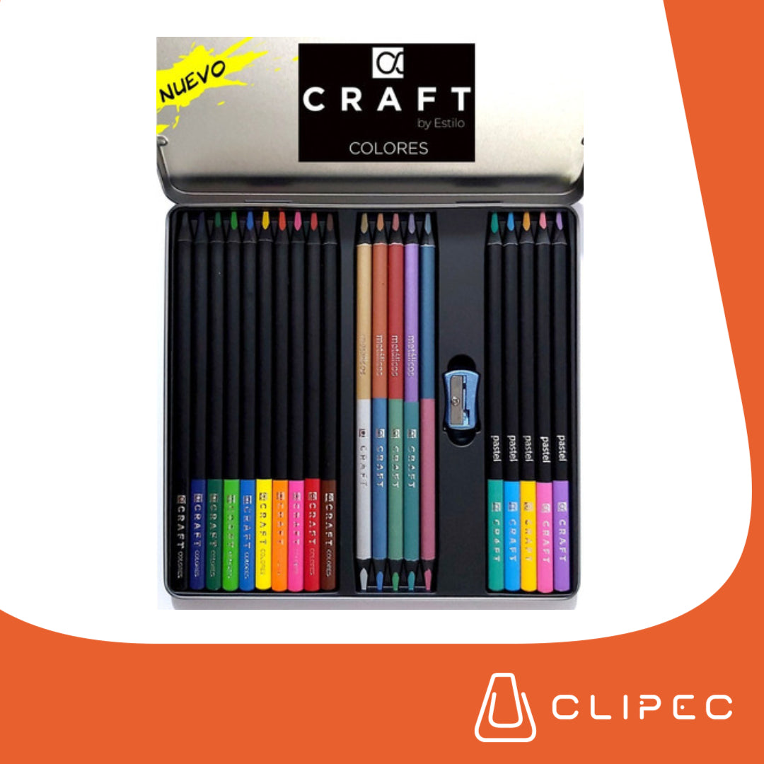 Lápices Colores CRAFT Caja Metálica x 25 – CLIPEC