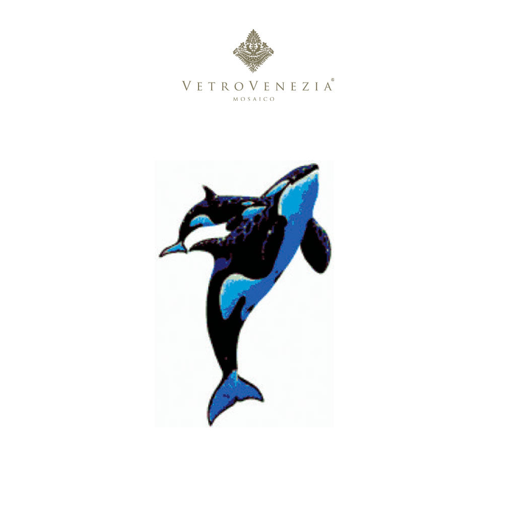 Mosaico Vetro Venezia Figuras de Orcas / mosaico 1×1 cm— 