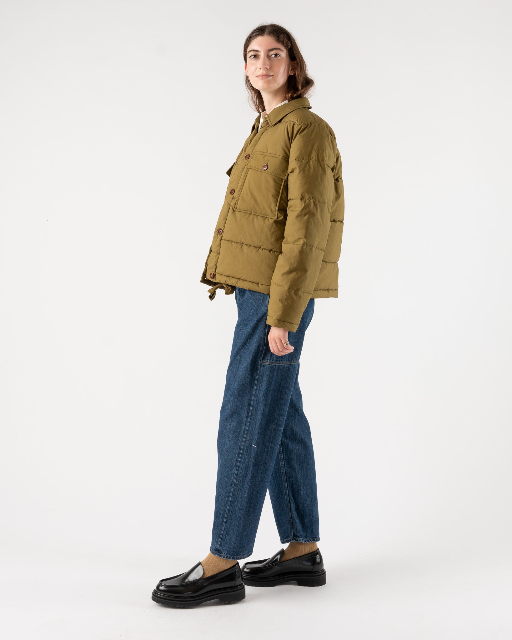 Alex Mill Quilted Cropped Jacket in Olive Green Curated at Jake and ...