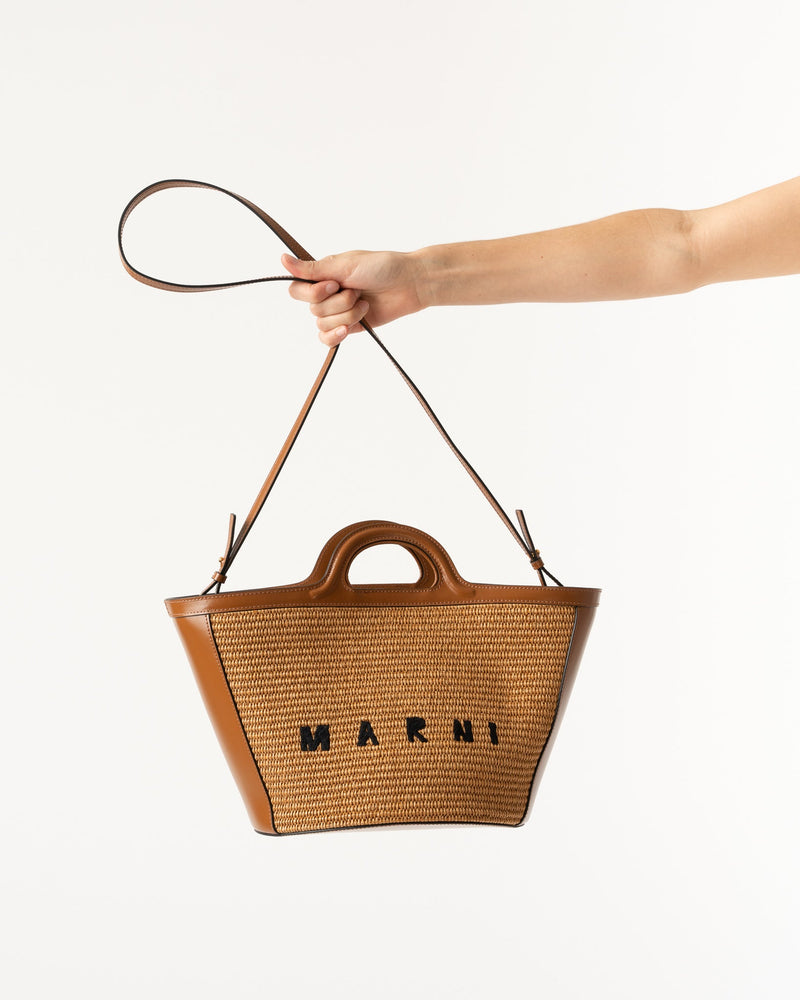 Marni Tropicalia Small Bag in Brown Leather and Raffia Curated at