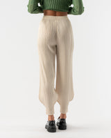 Pleats Please Issey Miyake Cable Stitch Pants in Light Beige