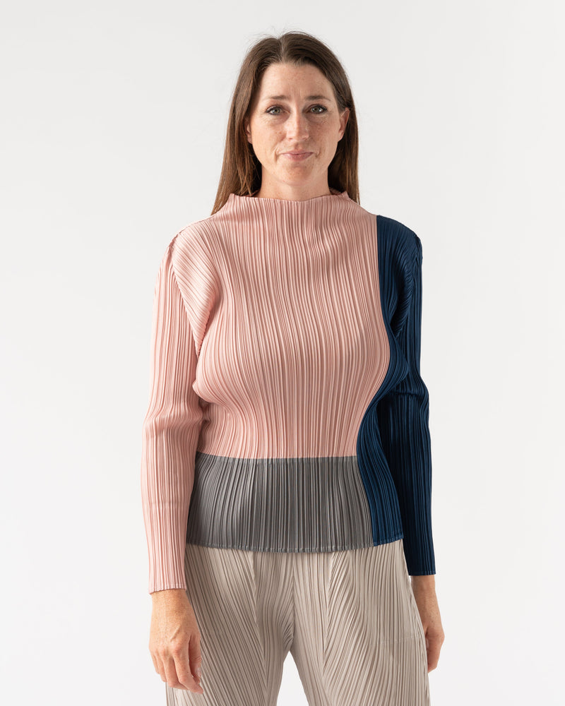 Pleats Please Issey Miyake Ensemble Top in Grayish Pink Curated at