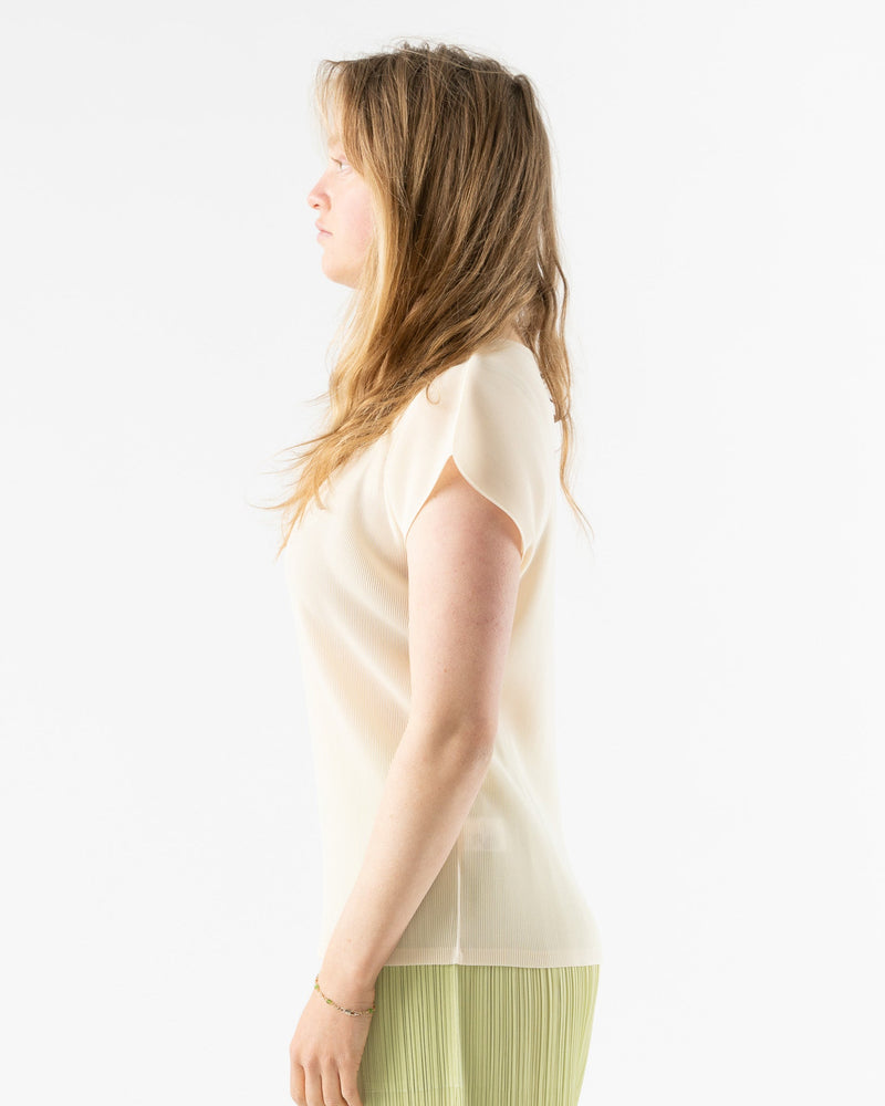 Pleats Please Issey Miyake Mist April Top in Cream Curated at Jake