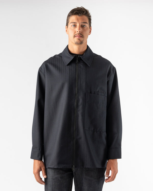 studio nicholson no-collar jacket navy 1 | www.ofa.sg